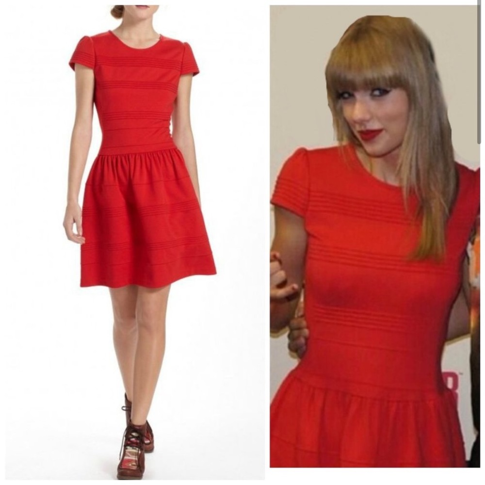 Anthropology Savoy Red Fot & Flare Dress
